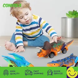 Kids Car Model Dinosaur Pull Back Tyrannosaurus Rex Triceratops Action Simulation Animal Model Decor Inertial Car Toys Children