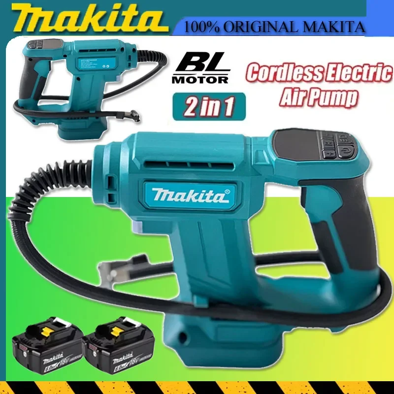 

Компрессор Makita с цифровым дисплеем, беспроводной портативный насос для накачки шин, работающий от 18-вольтовой батареи.