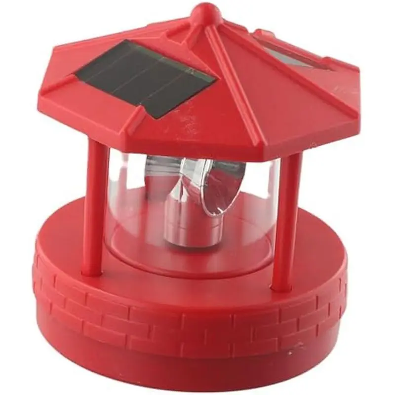 A84E-LED Solar Powered Lighthouse,360 Degree Rotating Lamp LED Solar Lighthouse Landscape Path Lights Garden Outdoor Decor