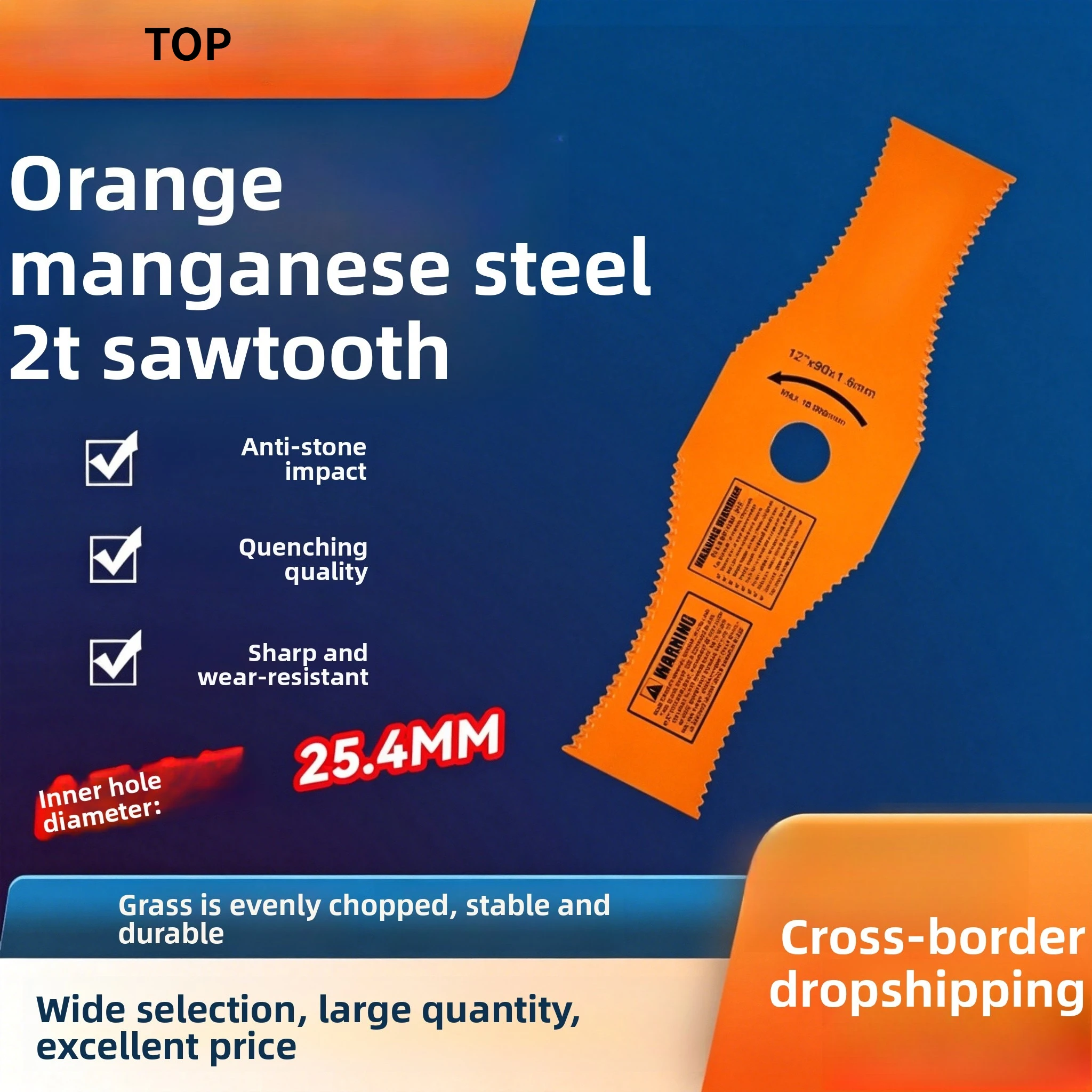 Hardened 2T Serrated Manganese Steel Brush Cutter Blade,1290×1.6mm,25.4mm Hole,Universal Garden Trimmer Replacement Blade
