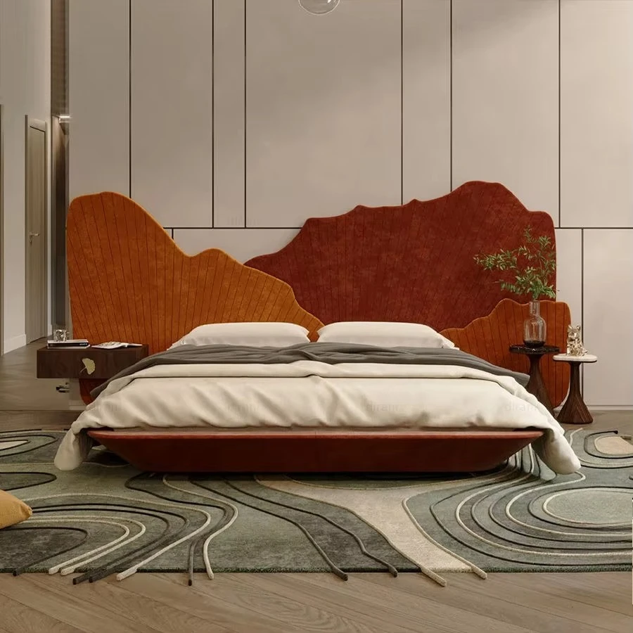 &c Ginkgo Leaf Innovative Bedroom Furniture Queen king Size Modern Artistic Unusual Exotic Luxury Custom Bed for Villa