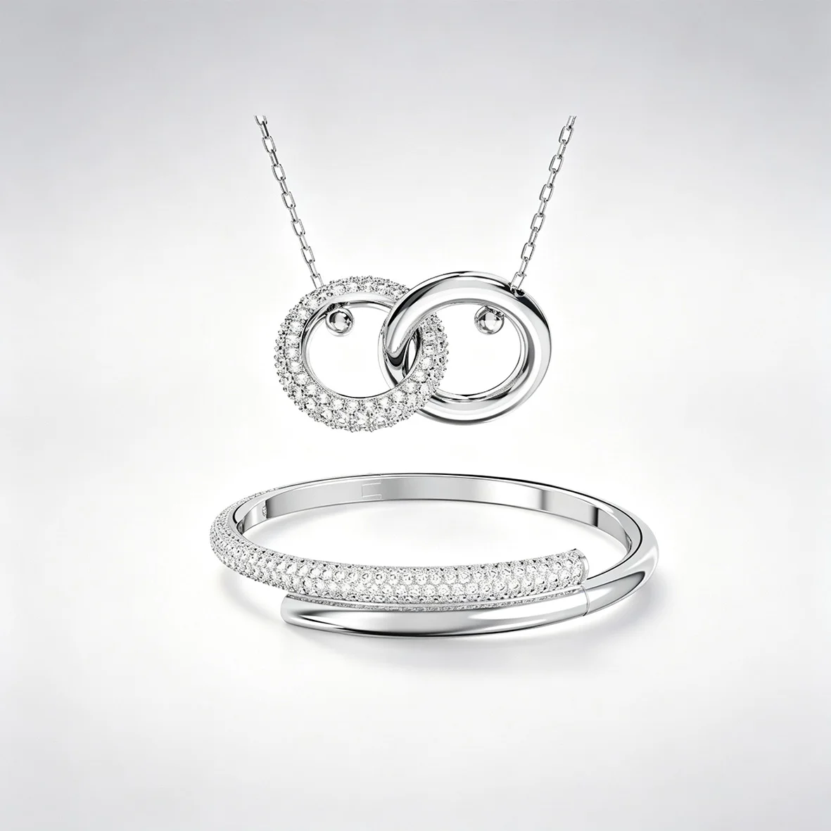 Women's Minimalist Double Ring Zircon Jewelry Set