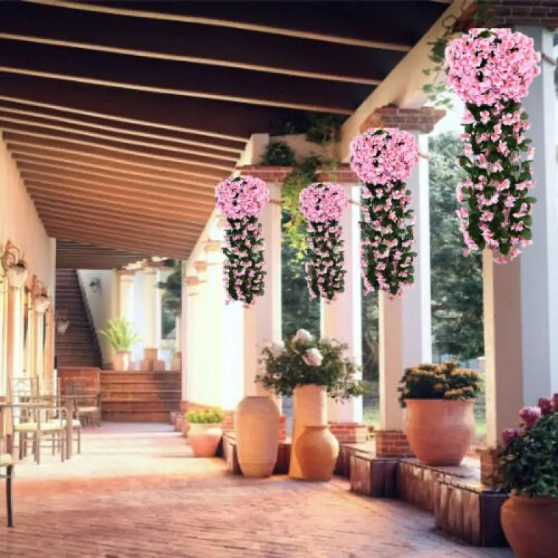 10-1Pack Artificial Violet Flower Vines Plastic Fake Flowers Wall Hanging Plants Wisteria Garland Wedding Home Garden Decoration