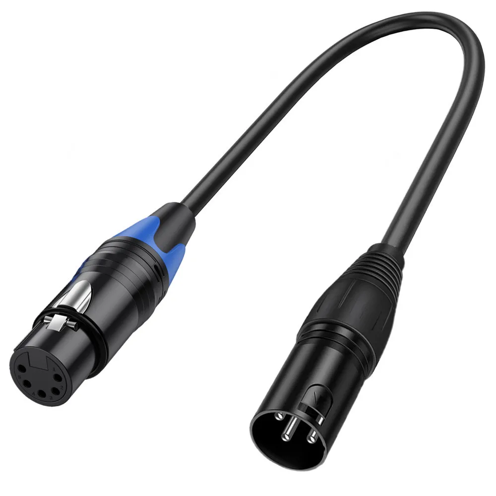 XLR ذكر 3 دبوس إلى XLR أنثى 5 دبوس DMX 512 كابل إضاءة المسرح DMX المدورة ، كابل محول XLR3M إلى XLR5F