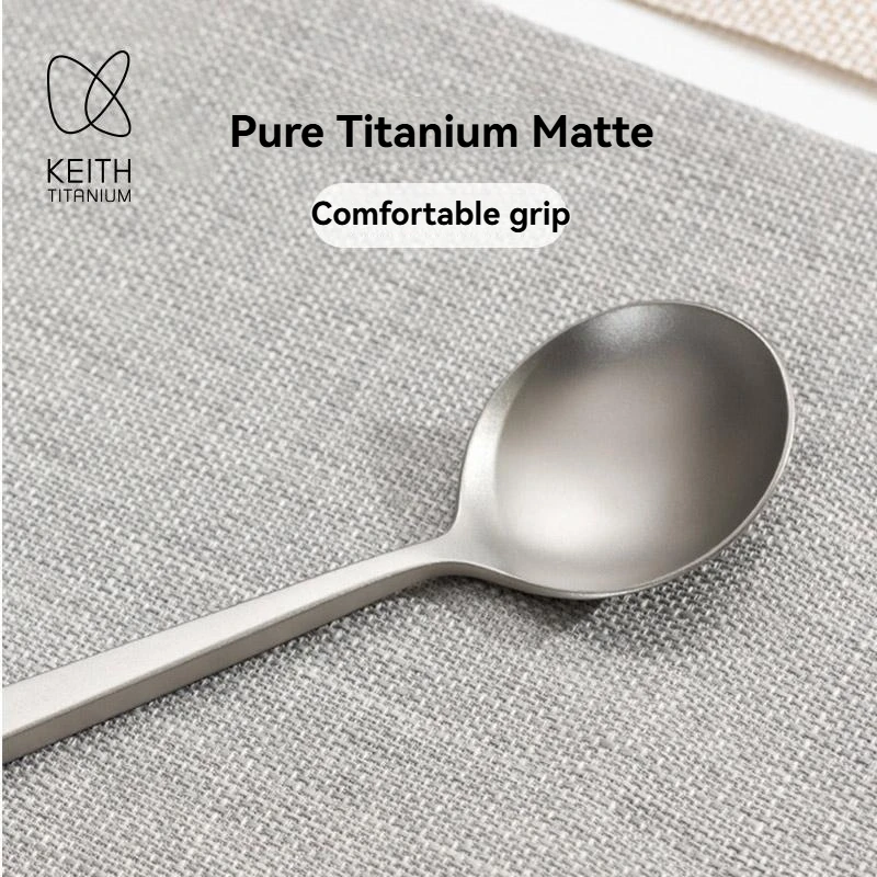 

Pure titanium spoon, home dining spoon, Western main spoon, spoon, spoon, rice spoon, portable titanium long handled spoon