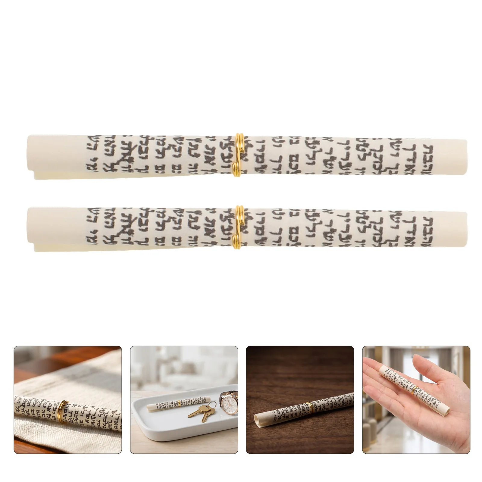 5 Sets Kosher Mezuzah Scroll, Hebrew Paper Jewish Door Blessing Hebrew Scripture Scrolls With Rope For Entryway Decor Judaica