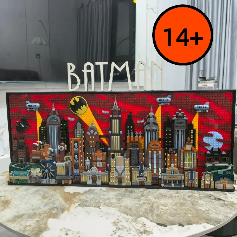Nova série de anime bat cidade edifício skyline construído modelo tijolos 4210 pçs conjuntos aniversário presentes natal decoração para casa