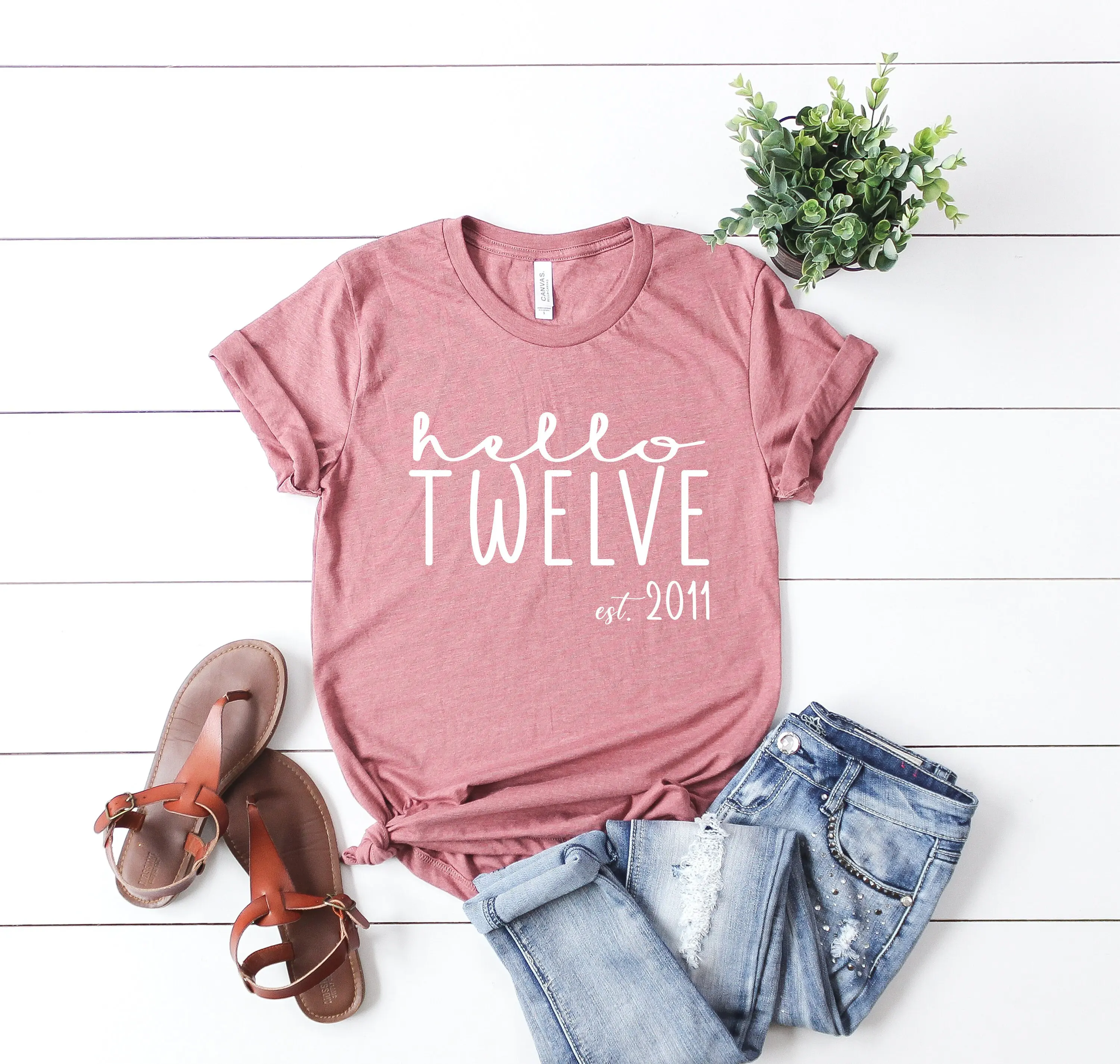 Hello Twelve T Shirt Est 2011 Sister Birthday s Kids Girl Party Bday