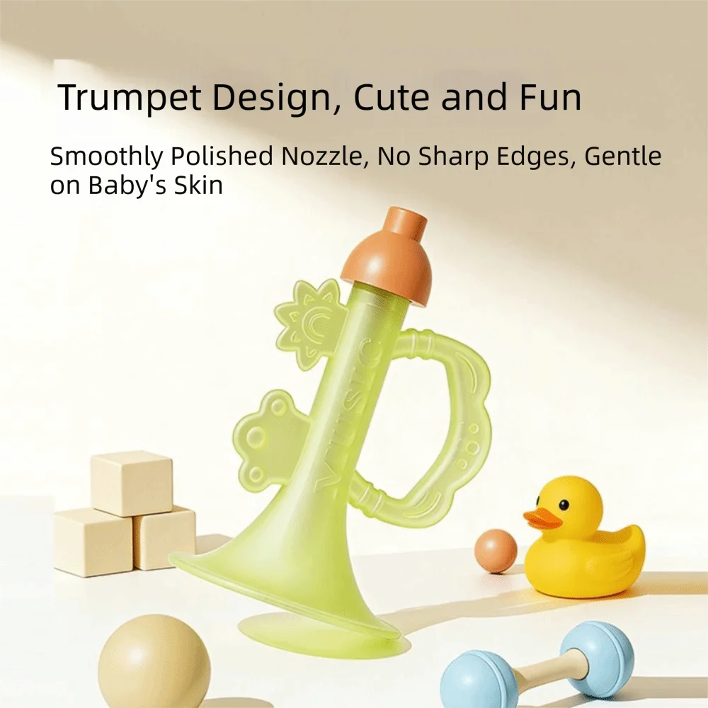 食品グレードのベビー歯固めホーン カラフルなデザイン 音響シミュレーション 子供用シリコントランペット 肺活量育成