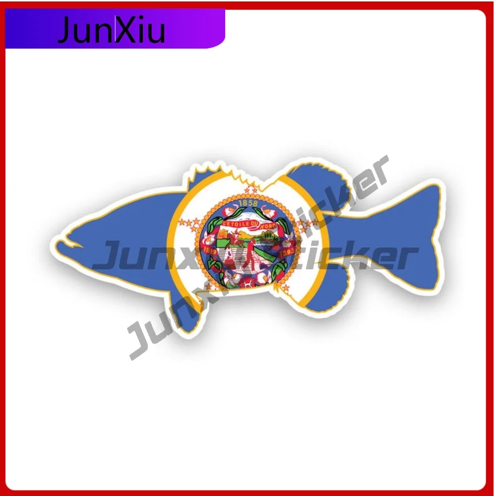 

Minnesota Bass Flag Sticker Creative Decals Uv Protected Largemouth Sport Fish Angler Perching Fish Angler Perch Mn Fishing