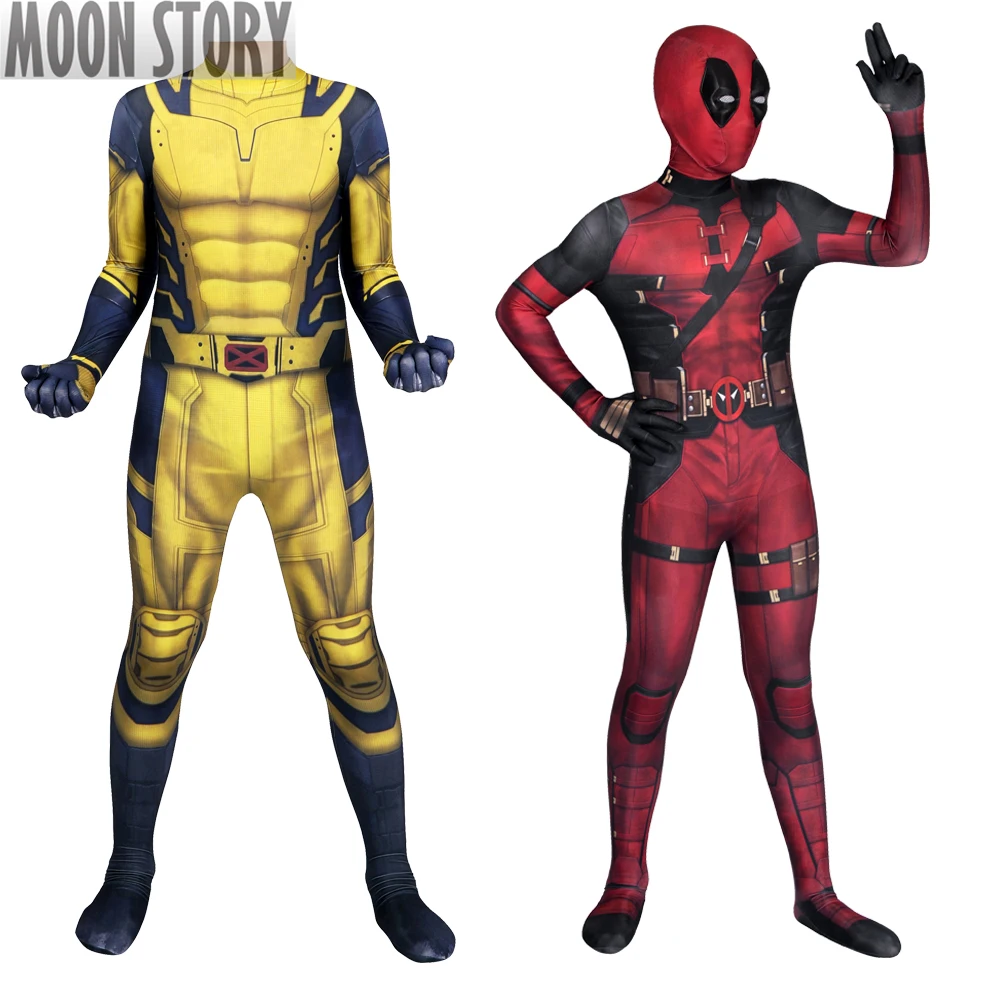 Dzieci Deadp 3 Wolverine Boy Cosplay Costume Wade Winston Wilson Red Jumpsuit Zentai Halloween Carnival 3D Print Bodysuit