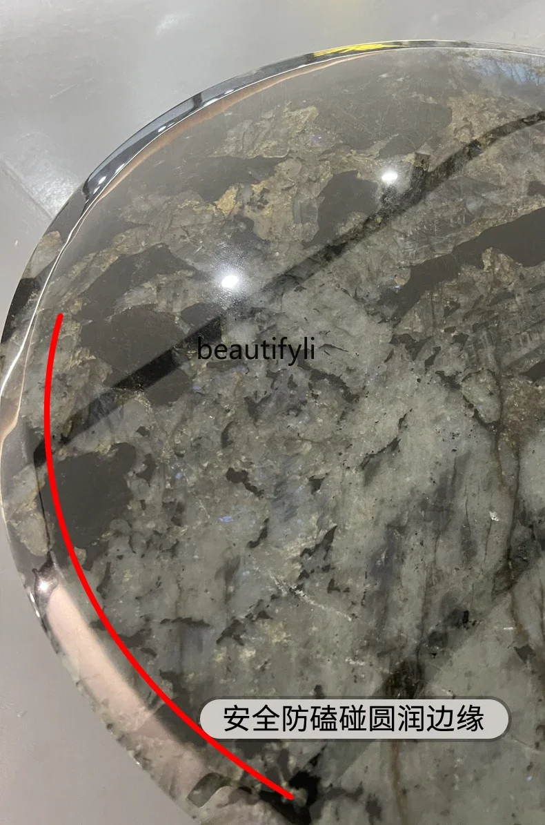 V Natural Luxury Stone Endtable Designer Model Special-Shaped Marble round Coffee Table Combination Light Luxury