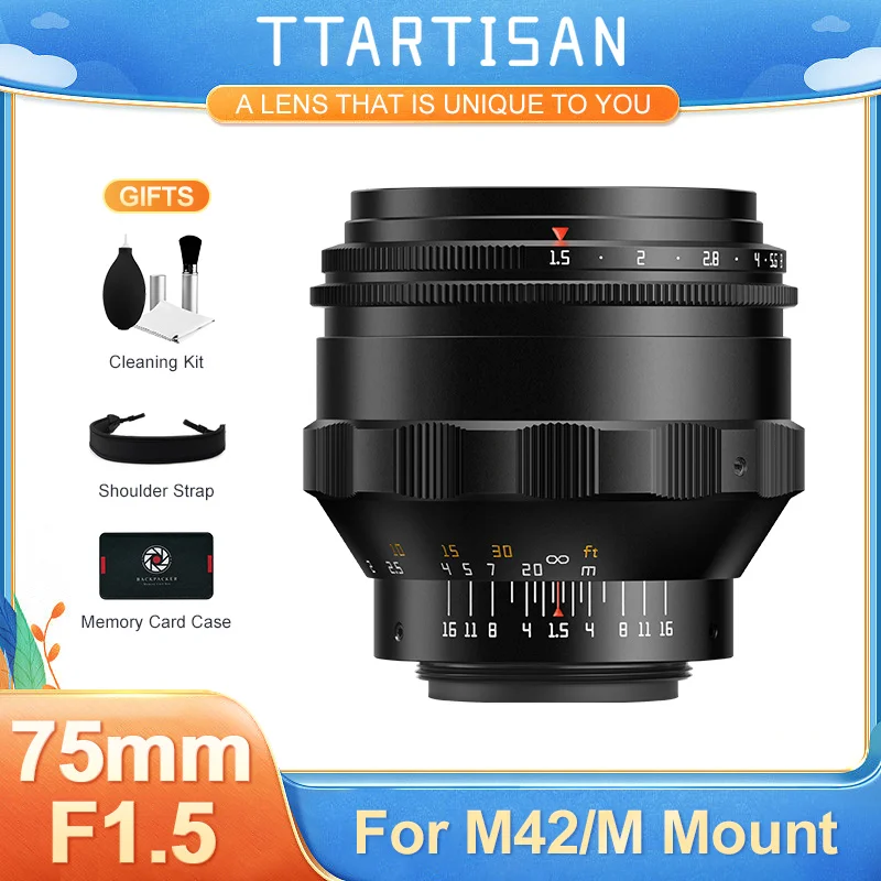 

TTArtisan 75 мм F1.5 объектив с ручной фокусировкой для M43 адаптер для камеры Sony E Nikon Z Canon R FX EOS M M43 EF L