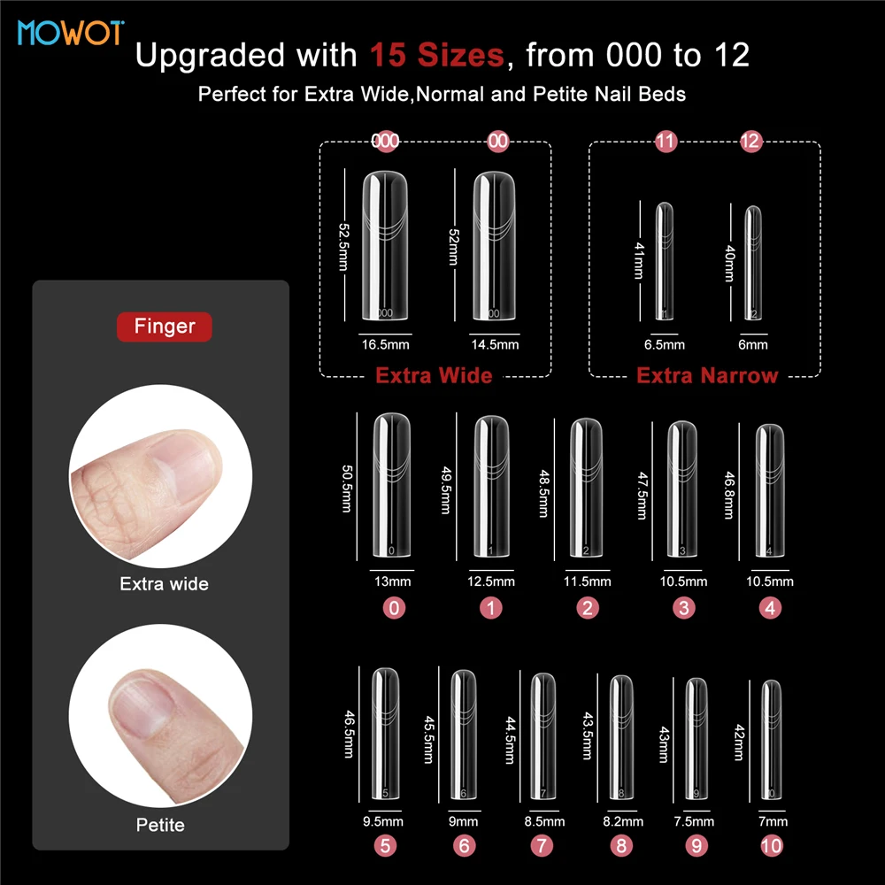 MOWOT 150 pièces/boîte élargir les ongles double formes cercueil carré construction rapide Gel moule Extension des ongles couverture complète formes supérieures outils de manucure