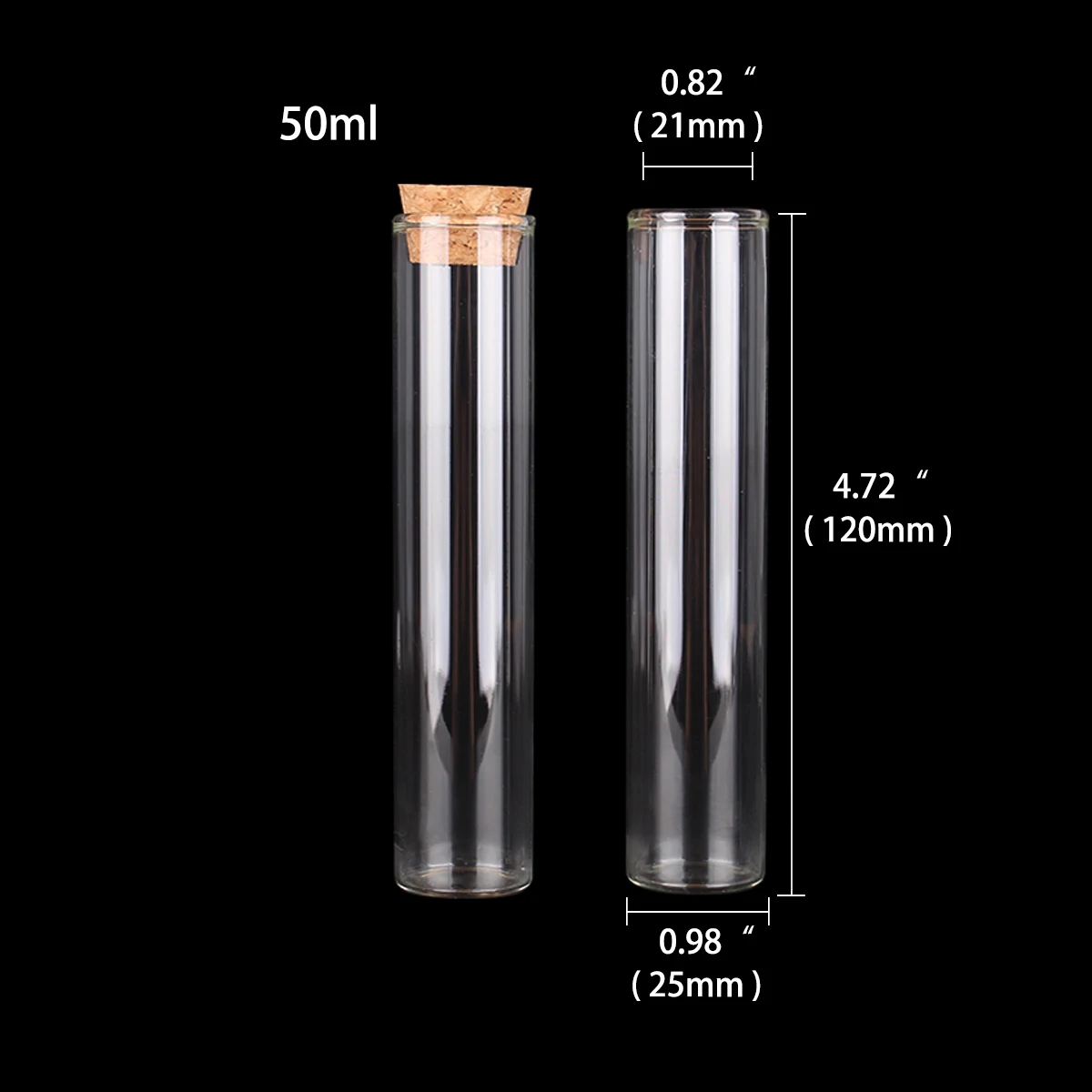 

Special offer 200 Pieces 50ml 25X120MM Glass Test Tubes with Cork Stopper
