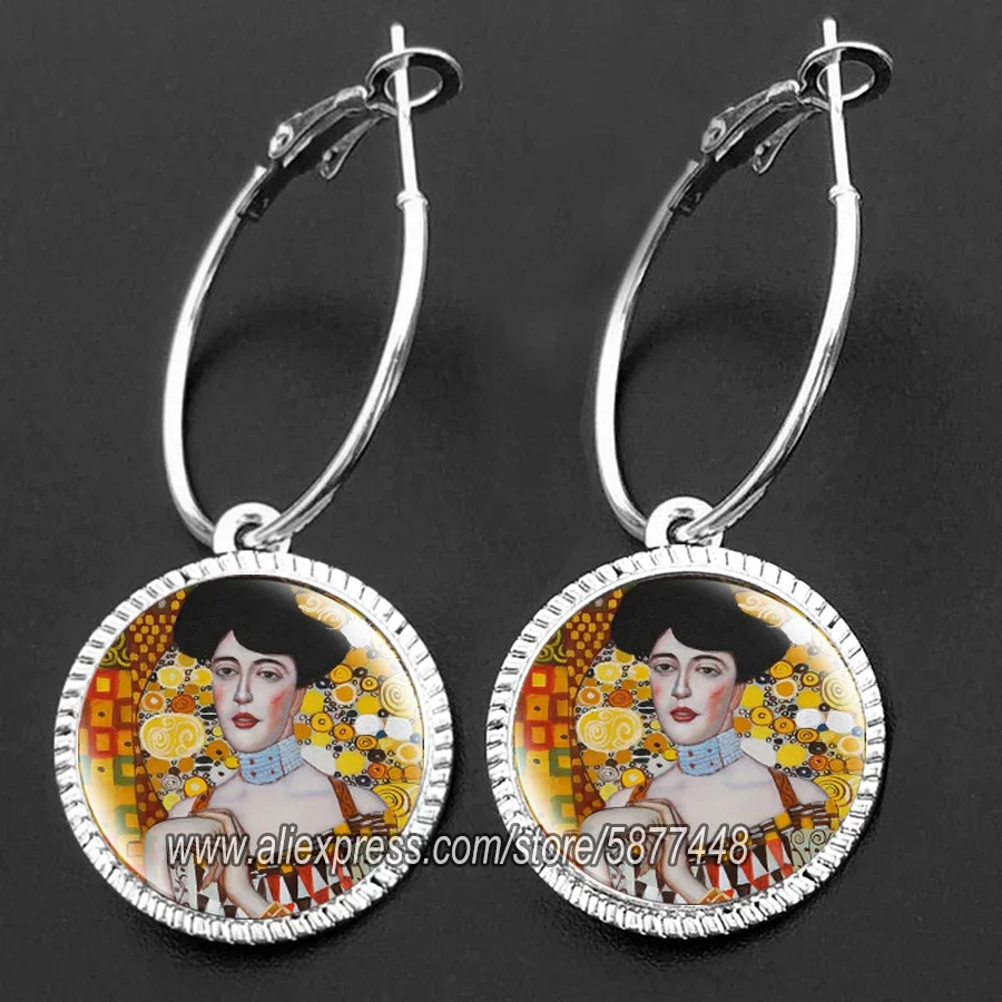 Van Gogh Dangle Earrings Starry Night Loop Earring Women Girl Gift Glass Cabochon Jewelry Hoop Earings Delicate Ear Hoop