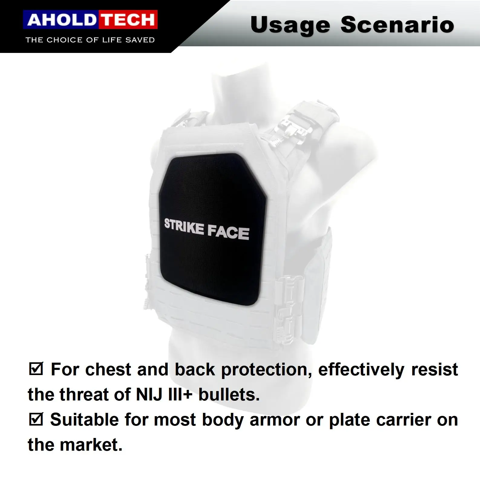 Imagem -04 - Aholdtech-hard Armor Plate Colete Balístico Mochila à Prova de Balas 10x12 Grande Plates Óxido de Alumínio Cerâmica Nij Iii