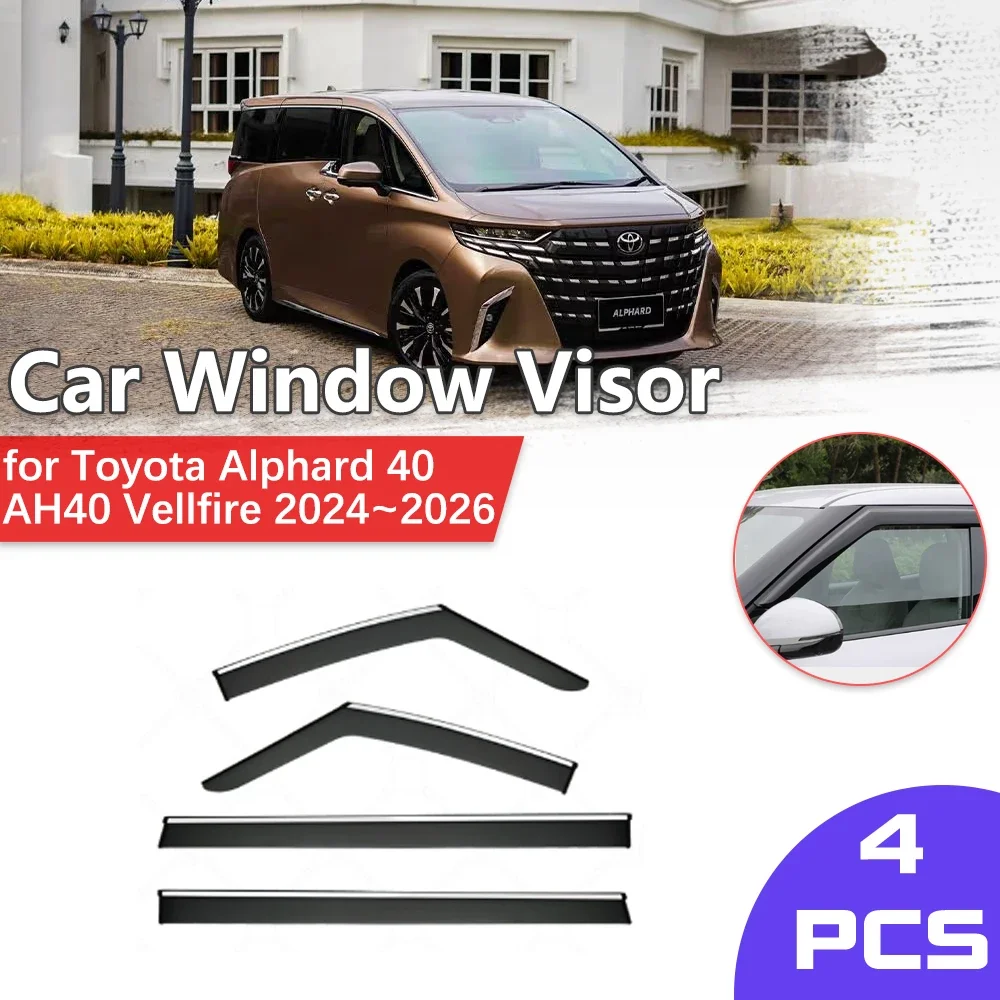 Car Window Visor for Toyota Alphard 40 AH40 Vellfire 2024~2026 Shelter Rain Eyebrow Vent Awning Smoke Deflector Guard Accessorie