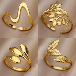 40 Style Rings for Women Stainless Steel Rings Classic Gold Color Adjustable Rings Wedding Aesthetic Jewelry Gift anillos