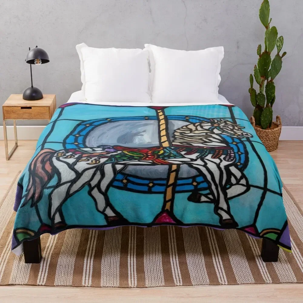 

Stained Glass Carousel Horse Throw Blanket Thermals For Travel Furrys Baby Bed covers Blankets