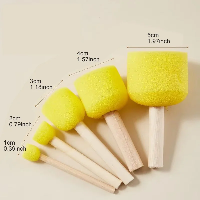5/10PCS Mushroom Head Sponge Brush Set Flower Foam Daubers Wooden Handle Art Craft Painting Education Random Color TMZ