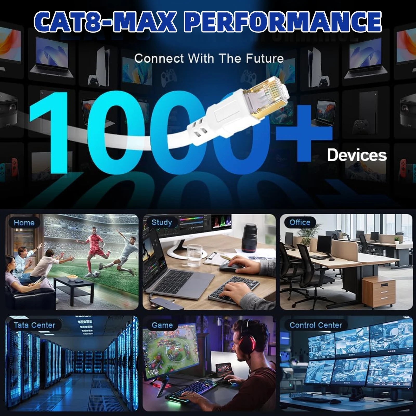 كابل إيثرنت Cat 8 عالي السرعة 5M 10M 15M 20M 30M 40Gbps 2000MHz Rj45 كابل شبكة الإنترنت كابل التصحيح المحمي Cat8 Lan Cord