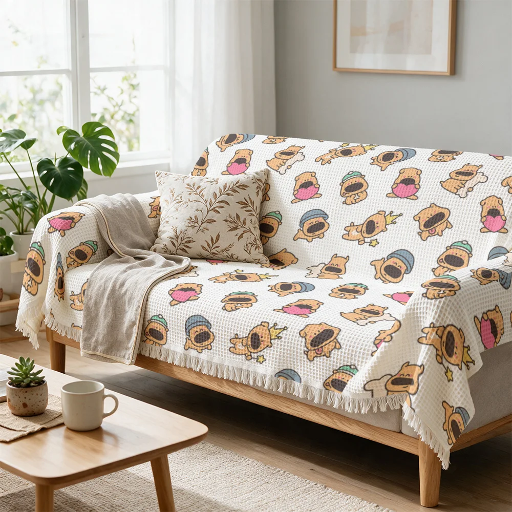 Cozy Dessert Pattern Throw Blanket for Sofa Couch Decorative Knit Throw Cover Boho Chic Home Decor Gifts for Living Room Seating