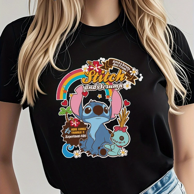 

Disney Stitch Series, Women'S Couple Men'S and Women'S Same Crewneck T-Shirt