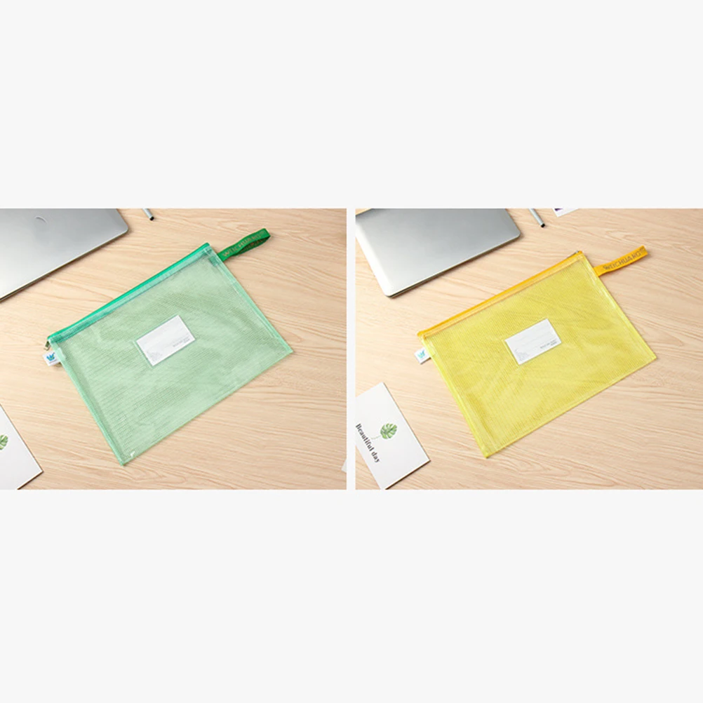 

7pcs File Bags Transparent PVC Organizer Mesh Pockets Students Accessories Pencil Case Stationery Waterproof Zipper
