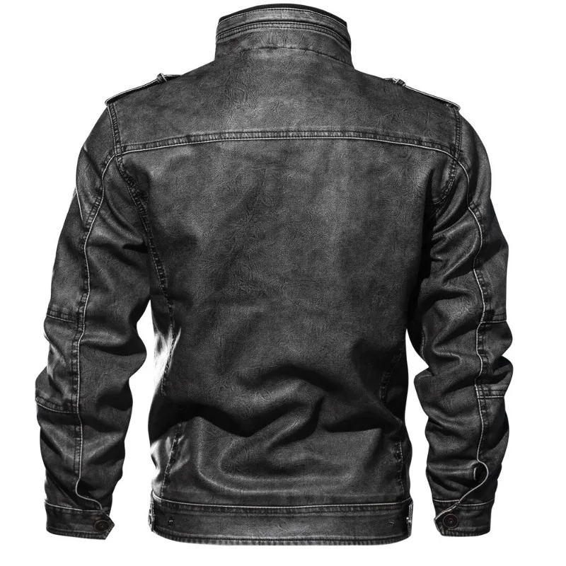 Autumn Winter Brand Leather Jacket Men Vintage Biker PU Coat Causal Motorcycle Jackets Plus Size 8XL 3D Stand Collar Thick Tops