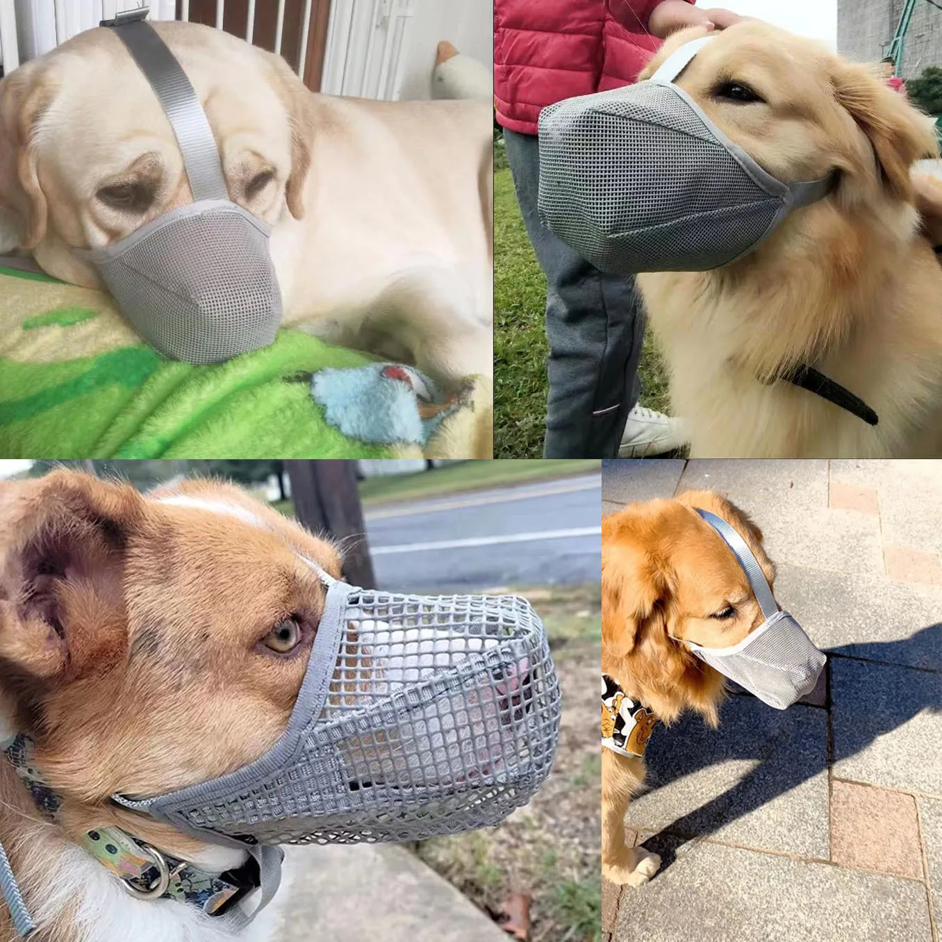 Dog Muzzle, Soft Mesh Covered Muzzles  Poisoned Bait Protection With Adjustable Straps, Prevent Biting Chewing And Licking