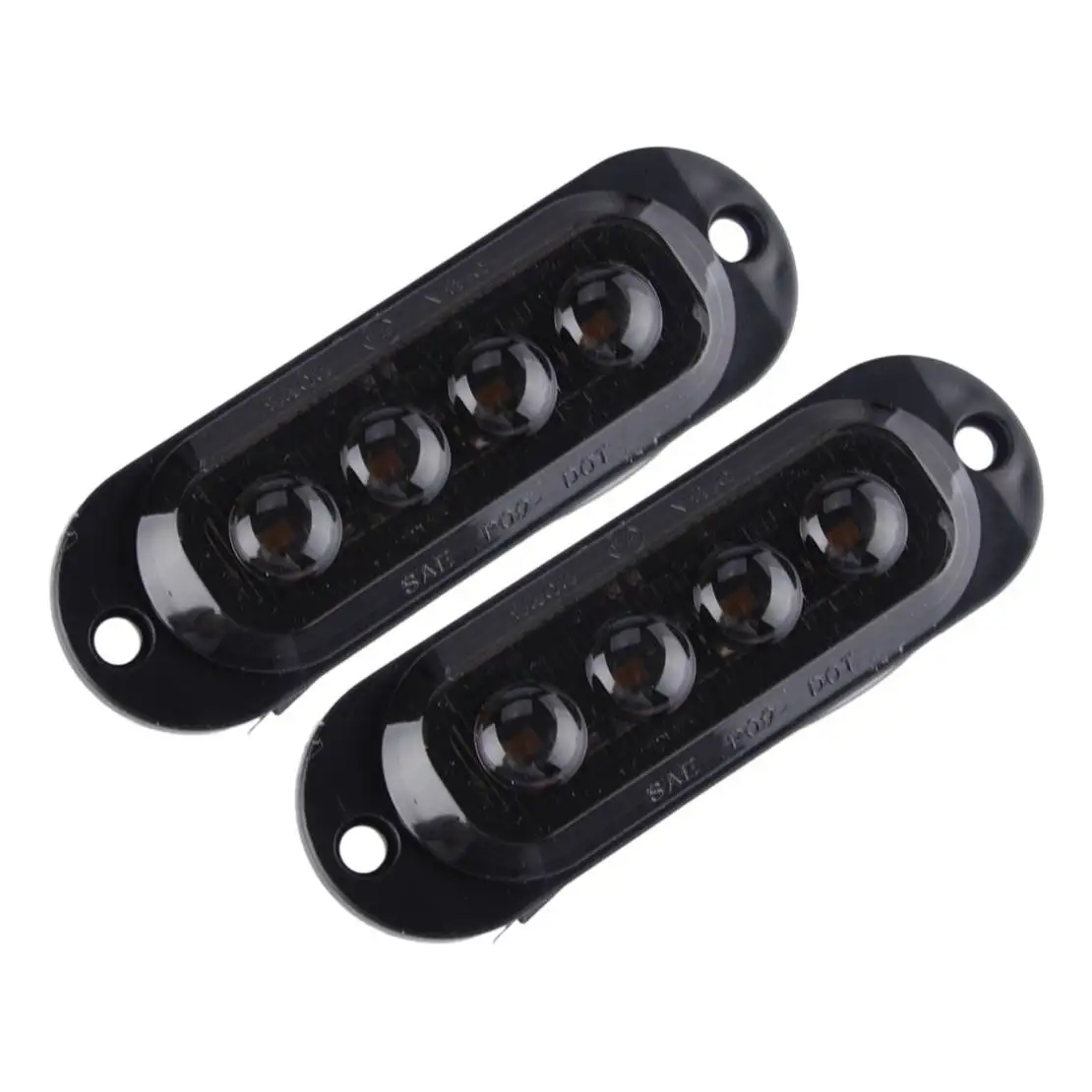 

2 шт., дымчатые черные линзы, янтарный светодиодный боковой габаритный фонарь, подходит для прицепа 12 В-24 В, караванов, лодок