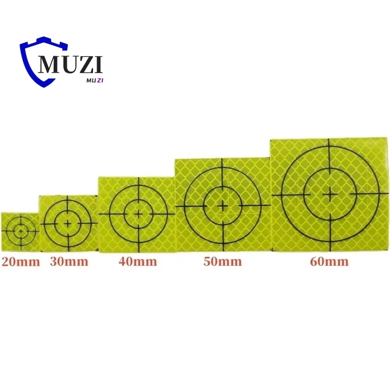 100 pz Formato 60mm 20 30 40 50 80mm Foglio Riflettore Per Stazione Totale Rilievo Geografia Fluorescente Verde Copriletto Adesivo Riflettente