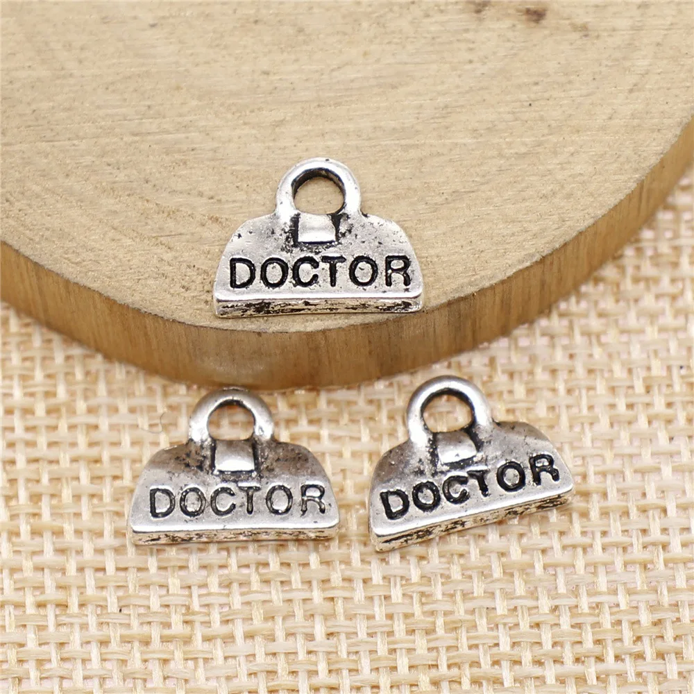 20pcs 11x14mm(0.43x0.55inch) Antique Silver Color Doctor Medical Kit Charms For Hand Crafts Making