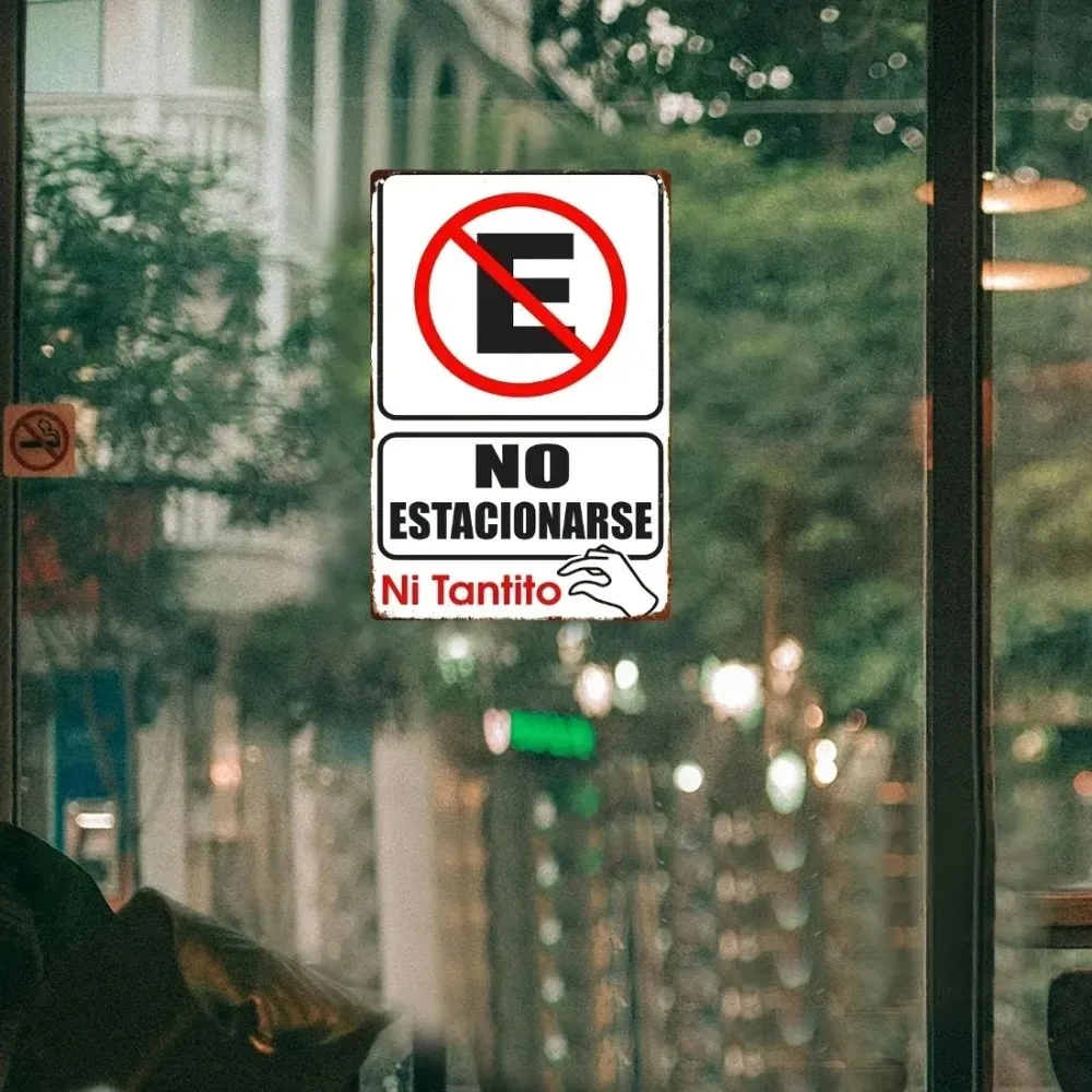 8x12 No Parking Metal Wall Art, Red Spanish Letter Sign for Farmhouse Bar Club