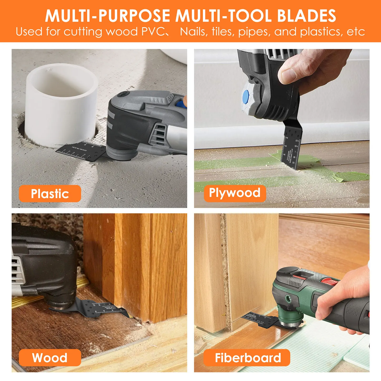 Oscillerende Zaagblad Set 10/18/26 Stuks Universele Titanium Bimetaal Oscillerende Multitool Blade met 3 Adapter voor Hout PVC Cutter