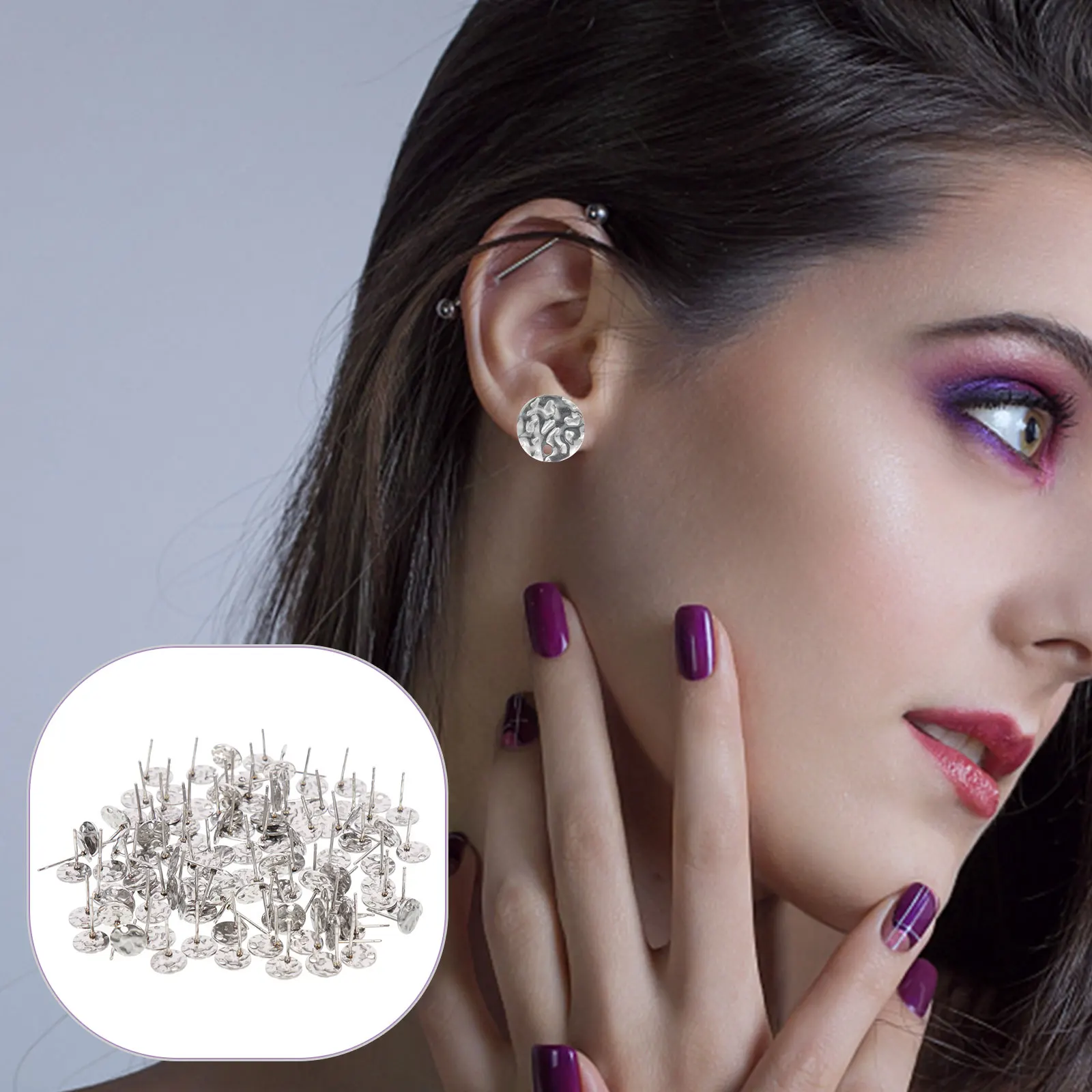 

100 Pcs Ear Earrings for Women Gold Studs Findings Jewelry Making Decorate Stainless Steel Miss