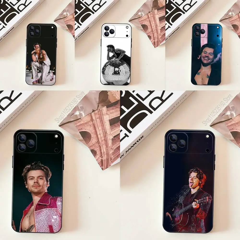 

H-HaRRyS singer Styles-s Phone Case For iPhone 11,12,13,14,15,16,17,Pro,Max,Plus,E,SE4,Air,Mini Black Soft Cover