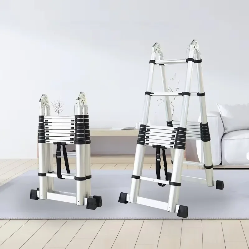 Telescopic frame folding ladder Aluminum alloy lightweight extension ladder foldable