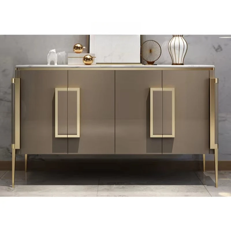 Armadietto da pranzo leggero e di lusso in ardesia, soggiorno, piccola famiglia, semplice e moderno, con portico in marmo