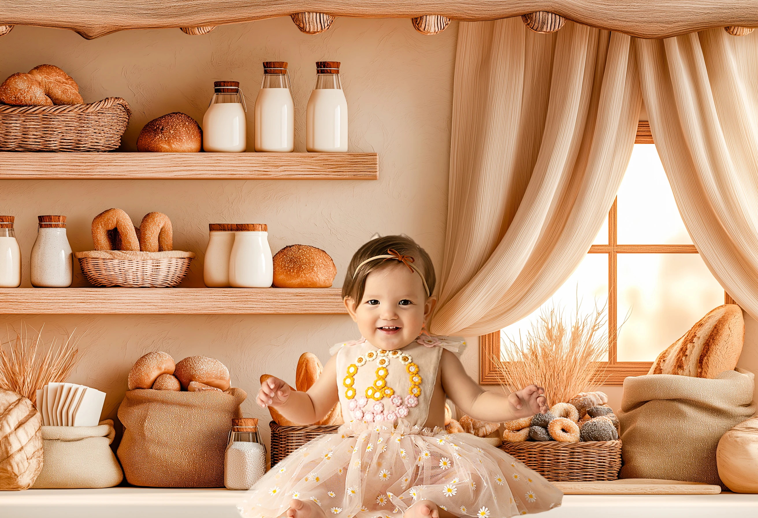 Minimalist Bakery Store Backdrops Cake Smash Child Baby Photo Props Adult Kids Decors Milk Bread Photography Studio Backgrounds