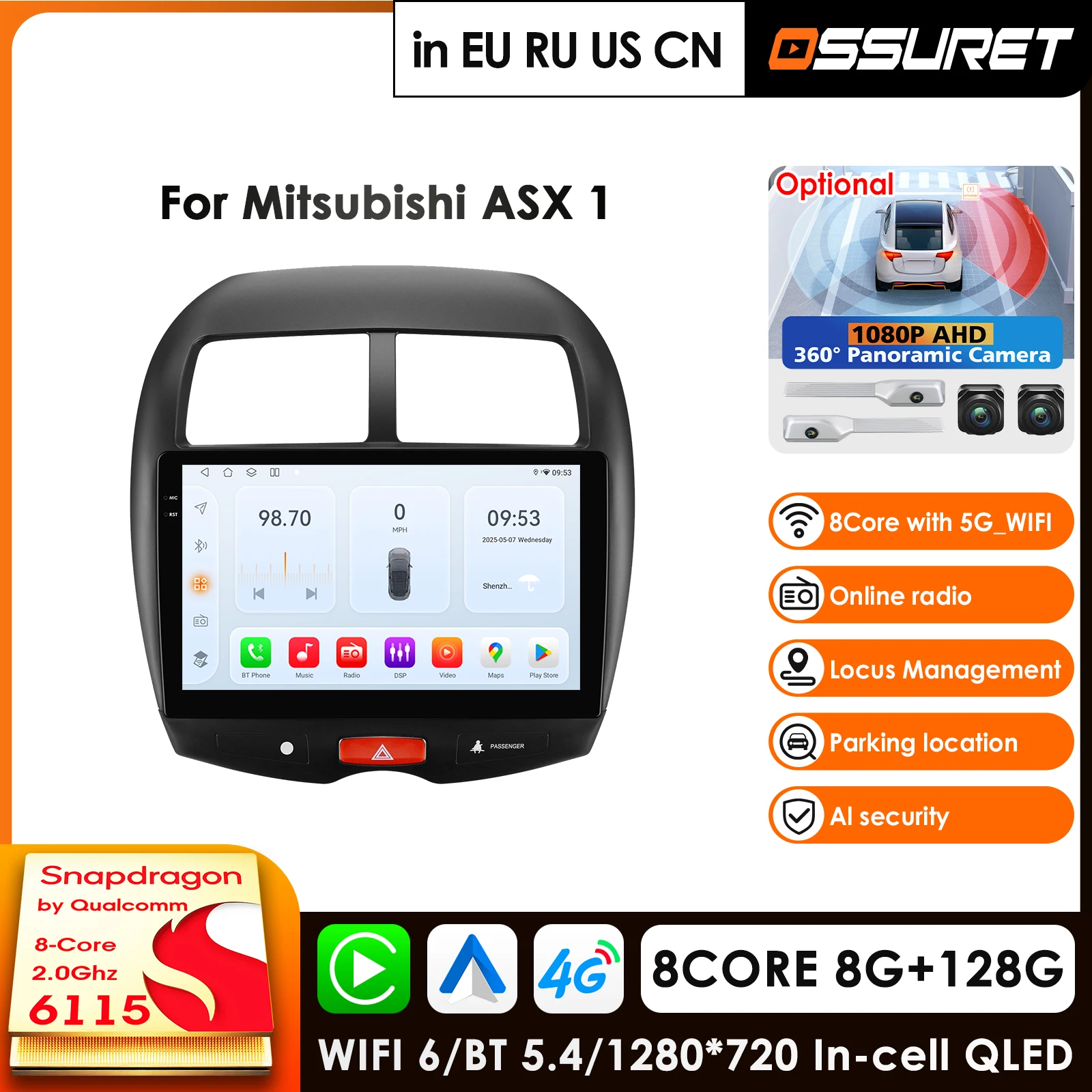 

Автомобильное радио для Mitsubishi ASX 1 2010-2018, аудио-мультимедийный плеер, CarPlay, Android Auto, GPS, Bluetooth, WIFI, FM, RDS, автомагнитола AI