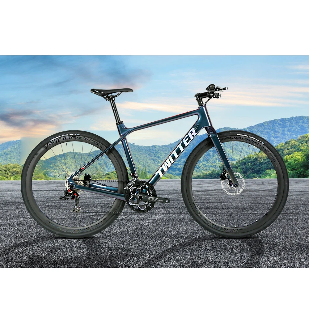 * Carbon Fiber Gravel Bicycle 24Speed Straight Handlebar Hydraulic Disc Brake Cyclocross Road Bike 700*38C