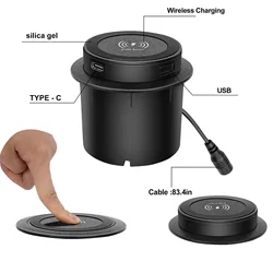 QI 3 in 1 무선 충전기 Type-C USB 포트 내장 iPhone 13 Xiaomi Airpods 휴대폰용 데스크탑 내장 충전 스테이션