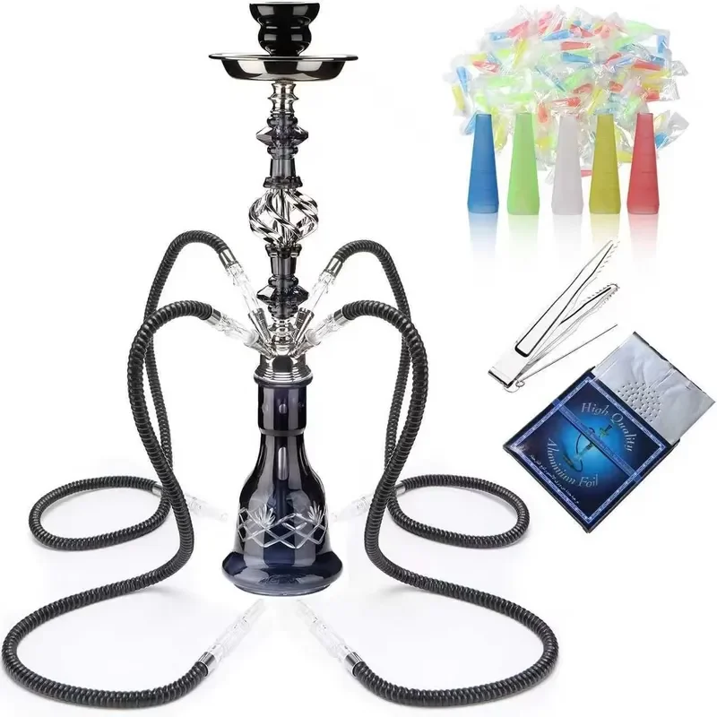 Hot-selling four-pipe hookah full set, ready to use, including all accessories, suitable for bars, lounges, parties,