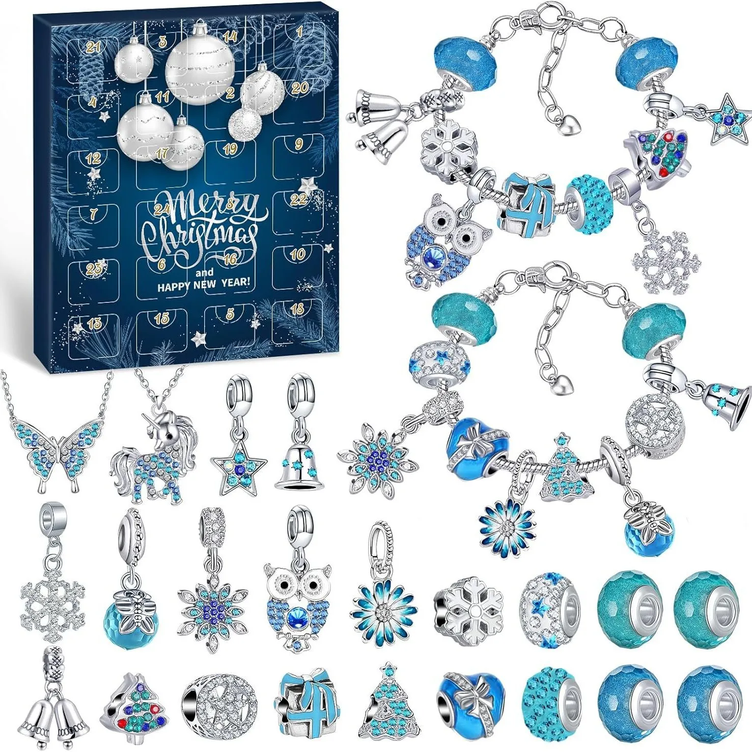 

Advent Calendar 2025 for Kid Christmas Countdown DIY Charms Bracelet Fashion Xmas 24 Unique Gift Jewelry Set for Girl Teen Women
