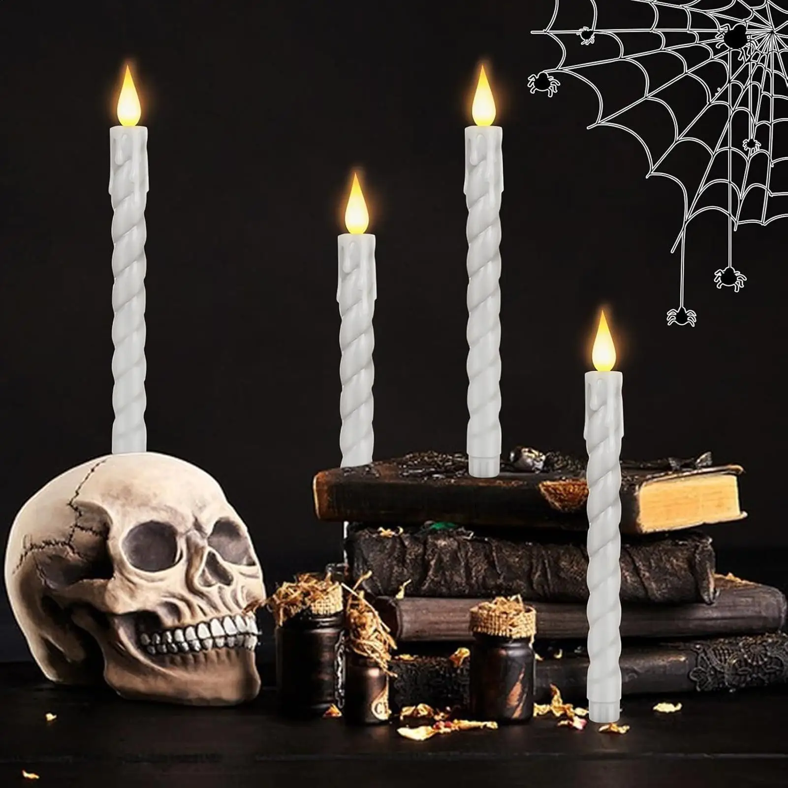 Flameless Taper Candles Flickering Warm 3D Wick Light Window Candles 6 Pieces Ambiance Illumination Lighting Supplies For Party