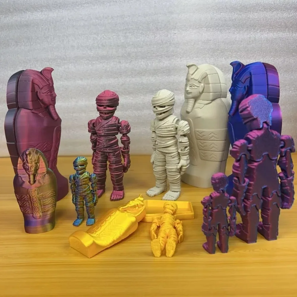 لعبة مطبوعة ثلاثية الأبعاد نموذج هدايا تزيين المومياء فرعون مصري زخرفة ديكور مومياء متحركة واقعية + مجموعة أبو الهول