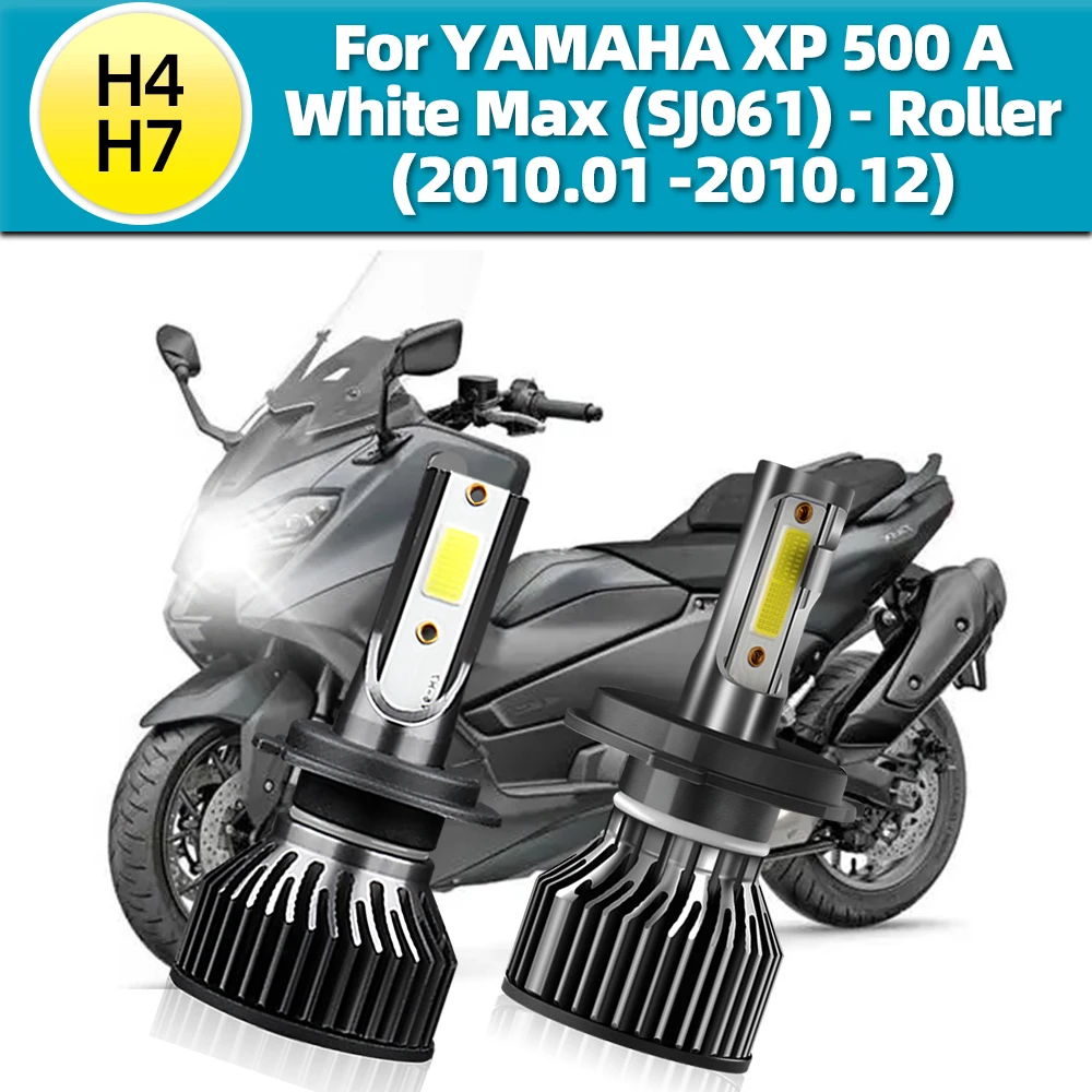 LED Motorcycle Headlights H4 H7 High Low Beam 12V 4800LM/Bulb Turbo Fan Lamp For YAMAHA XP500A White Max (SJ061) - Roller 2010