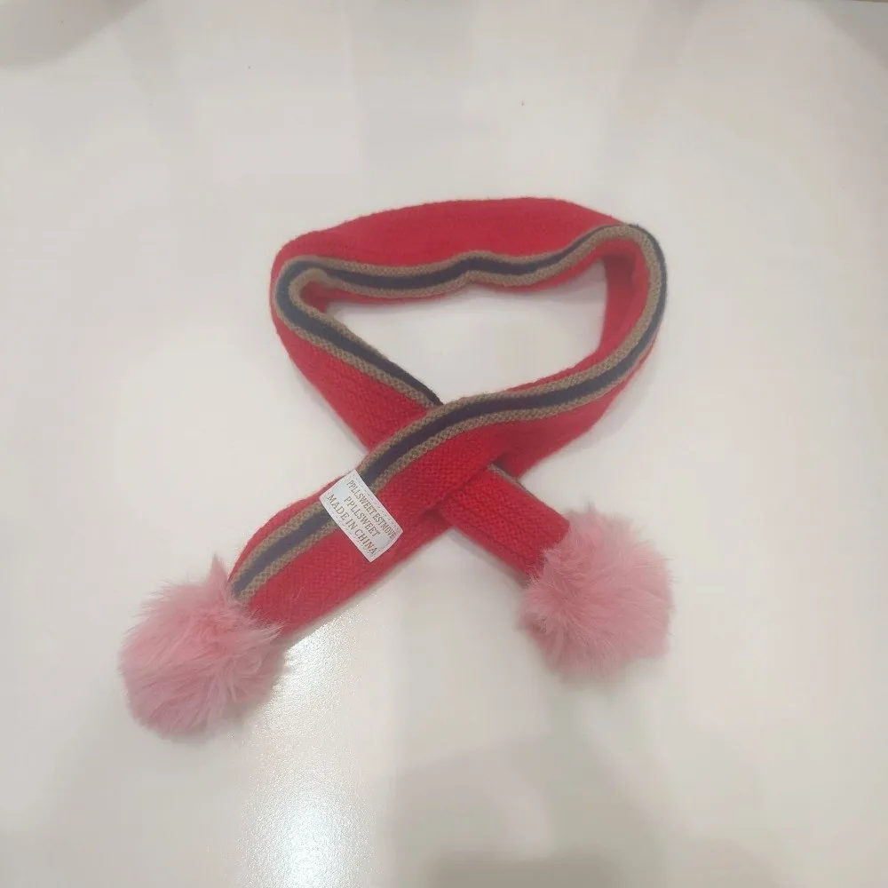 New Windproof Neck Warmer Coldproof Warm Knitted Scarf Knitted Pompom Neckerchief Outdoor Sports